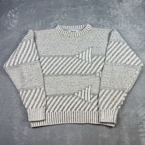 Vintage Private Club Made in USA 100% Cotton Knit Sweater Gray Large
